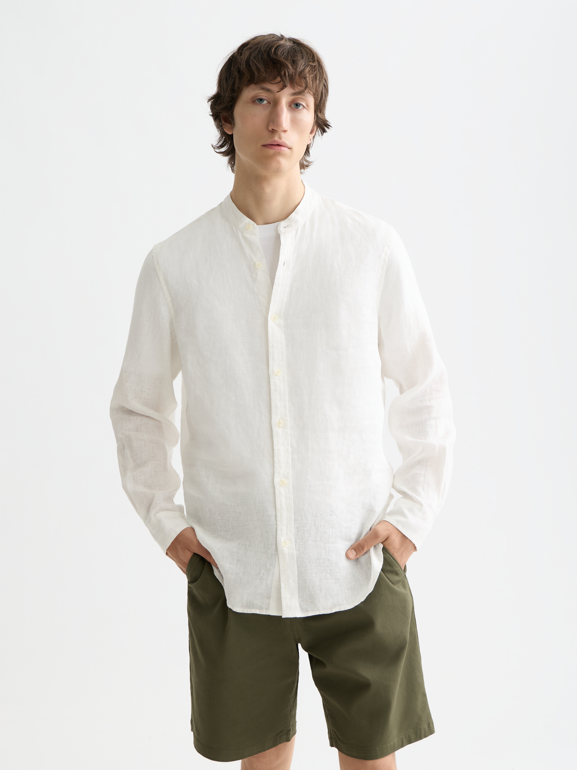 Essentials — Linen Stand Up Collar Shirt – Scotch & Soda