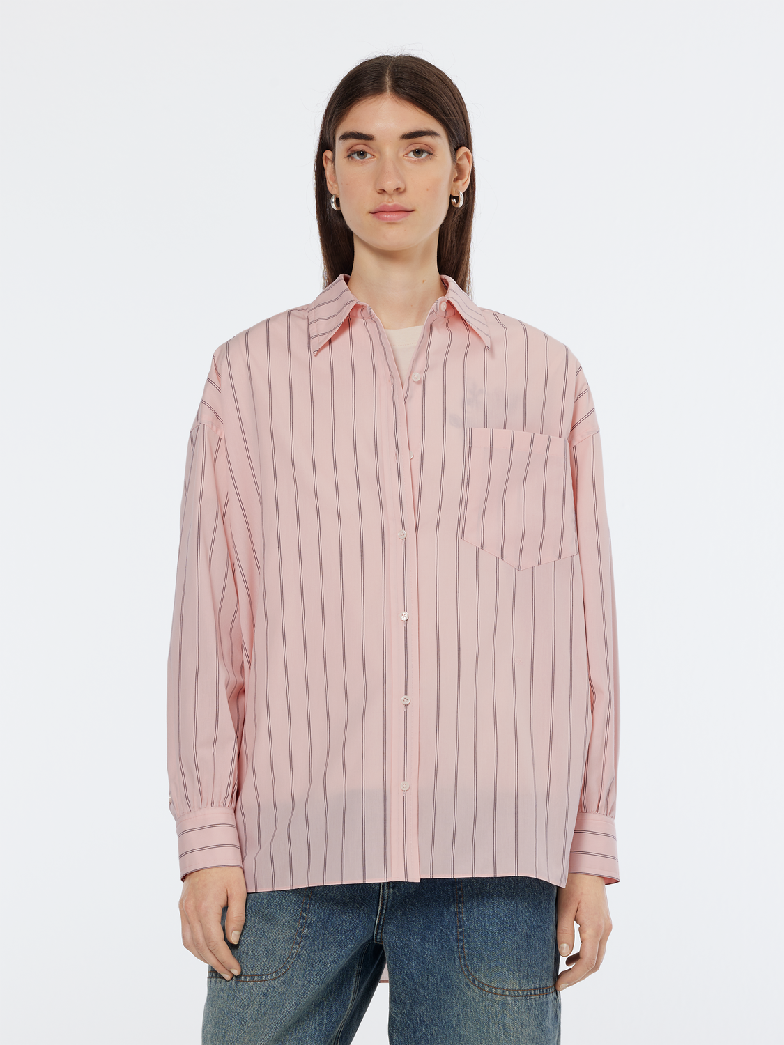 pink striped dress shirt Striped Girlfriend Poplin Shirt – Scotch & Soda