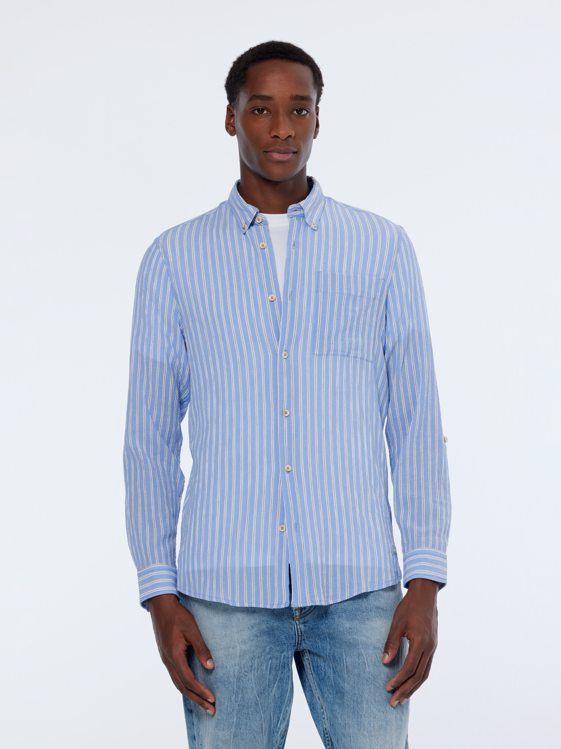 Regular-Fit Crinkle Stripe Shirt – Scotch & Soda