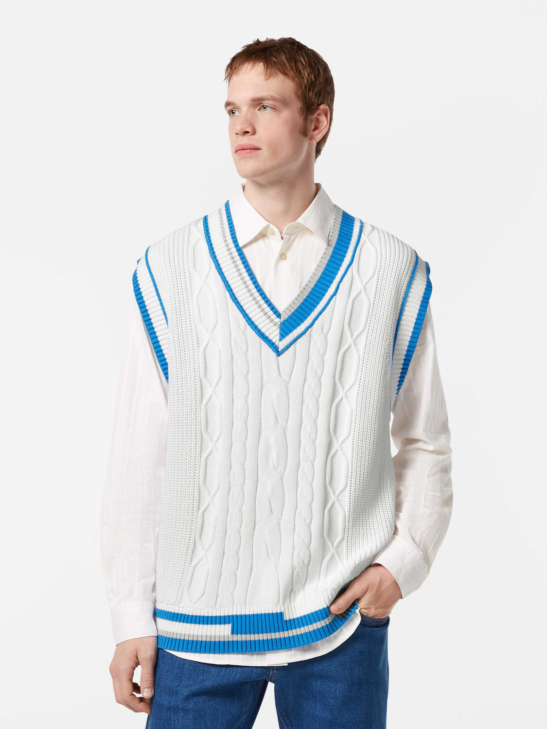 トップス UNIFORM EXPERIMENT COTTON CABL KNIT VEST Cotton Cable Sweater Vest - Noah