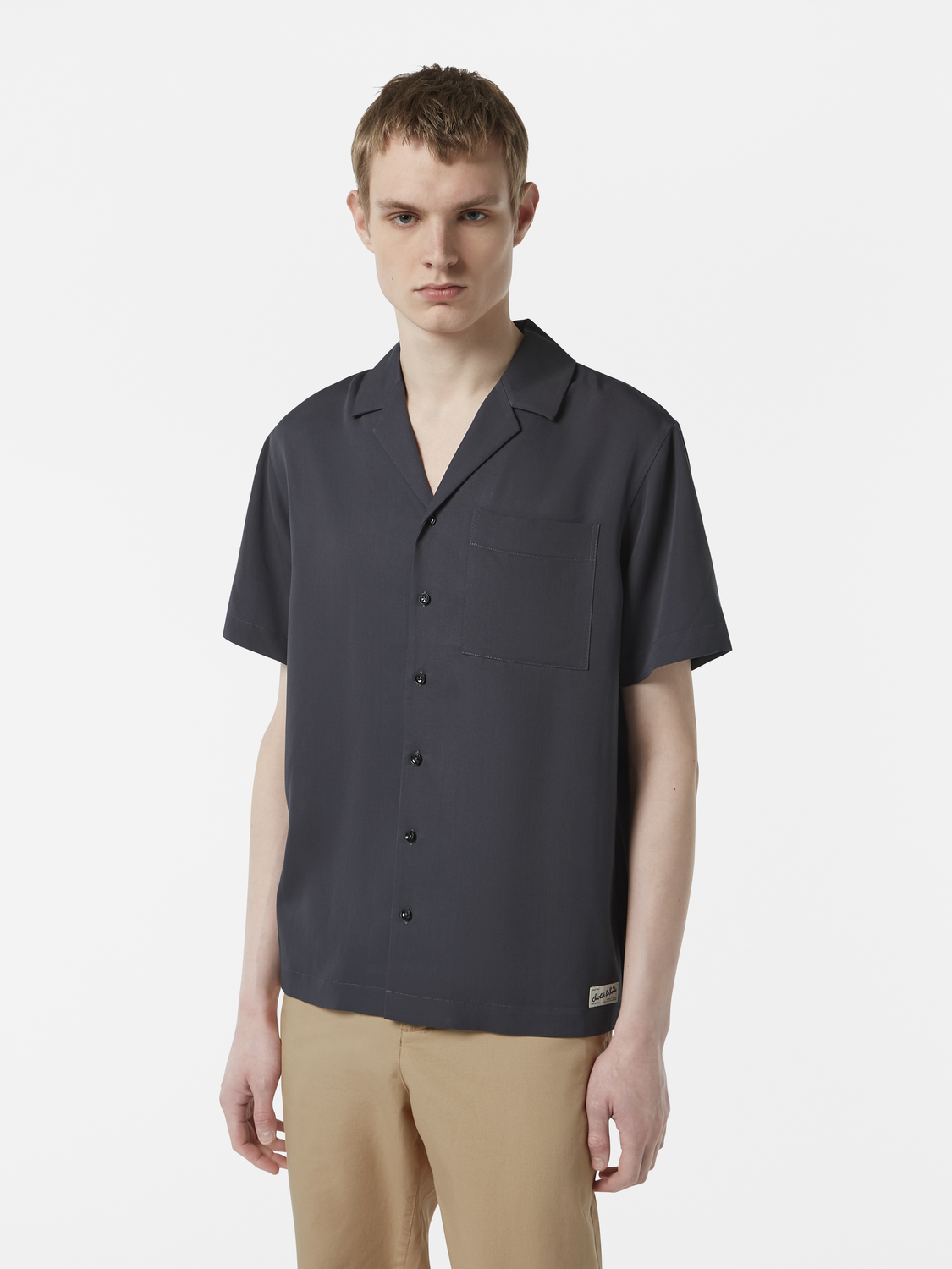 Regular-Fit Sateen Short Sleeve Shirt Scotch & Soda Regular-Fit Sateen Short Sleeve Shirt Scotch & Soda