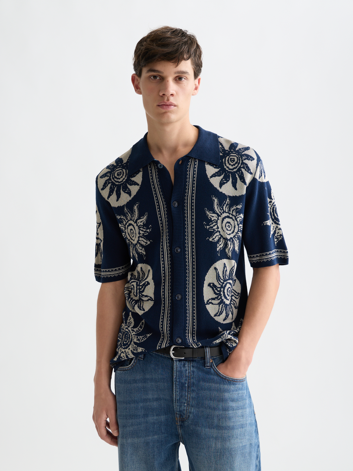 Knitted Jacquard Short Sleeve Shirt – Scotch & Soda Knitted Jacquard Short Sleeve Shirt – Scotch & Soda