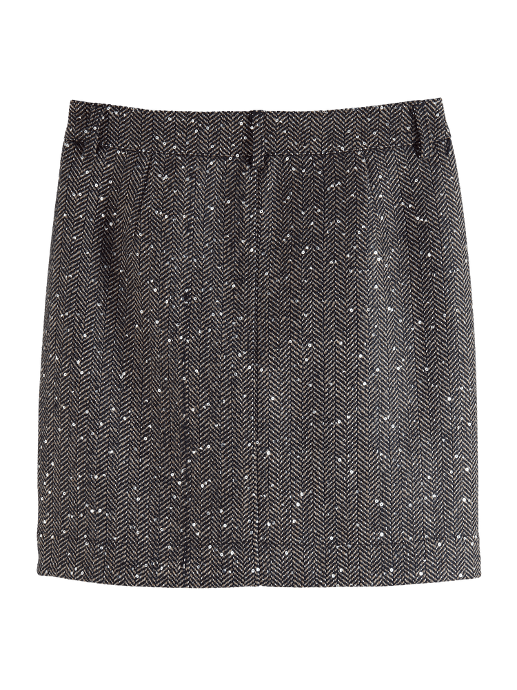 Herringbone Sequin Mini Skirt