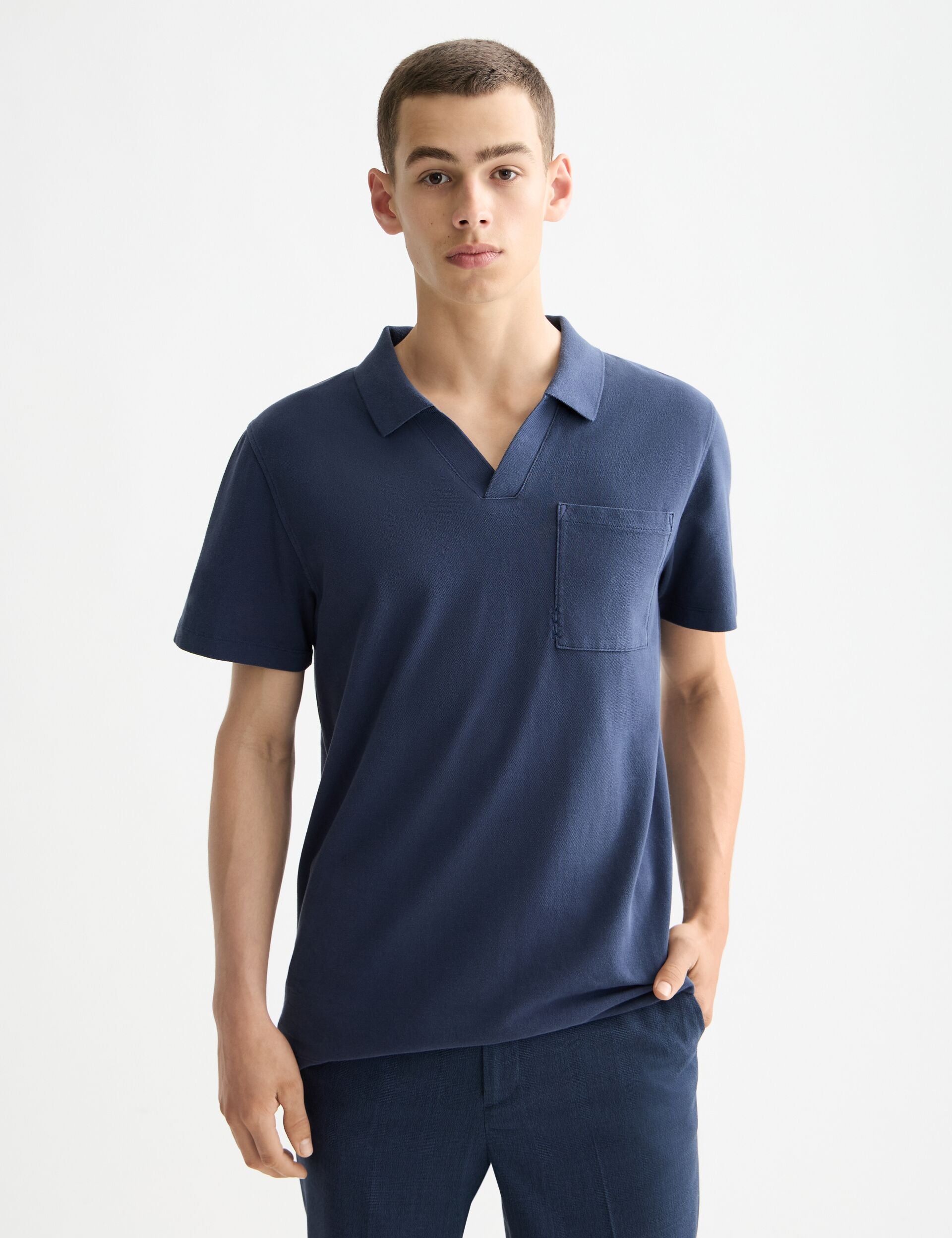 Garment-dyed pique relaxed fit pocket polo – Scotch & Soda