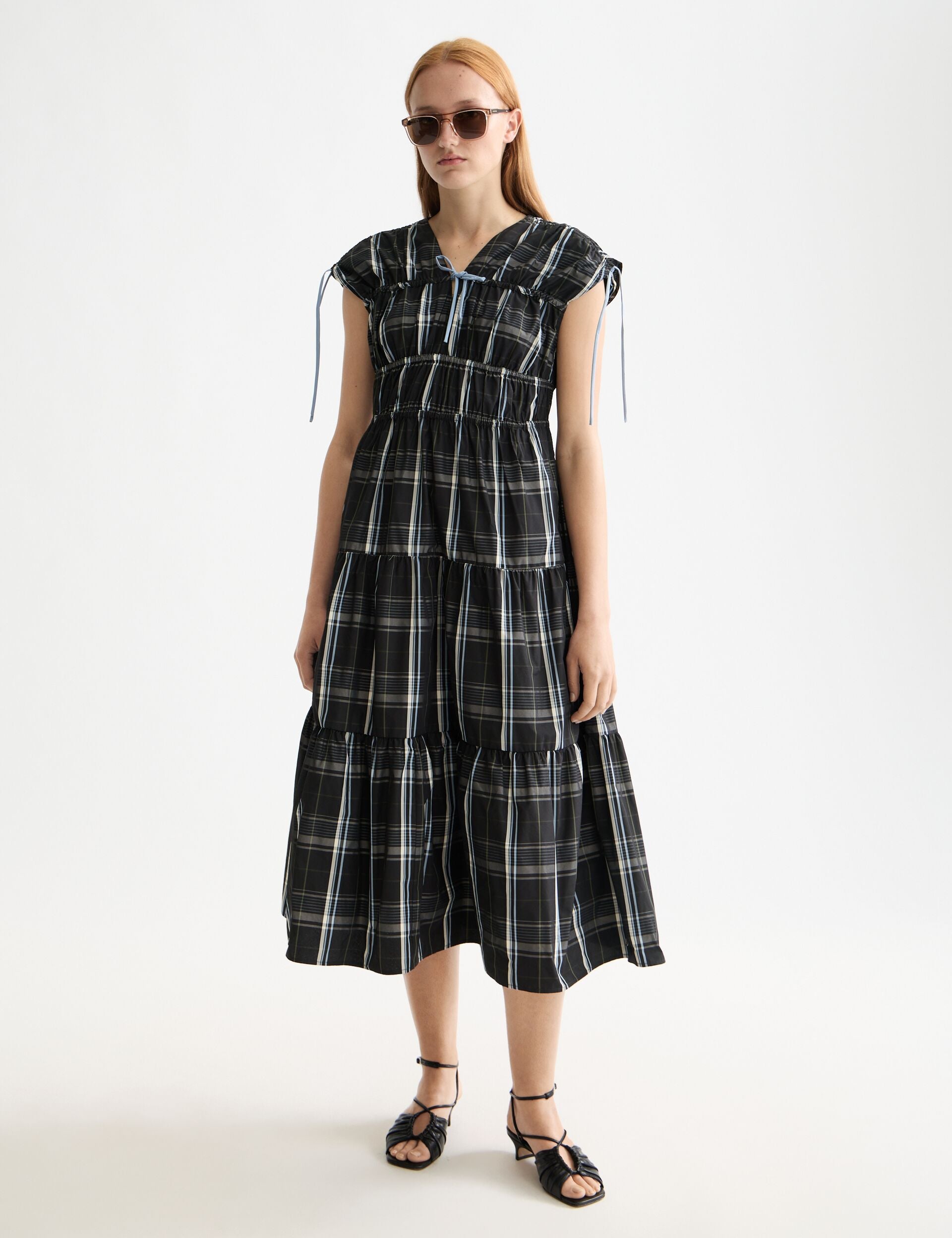 Gathered Taffeta midi dress with tied details – Scotch & Soda Gathered Taffeta midi dress with tied details – Scotch & Soda