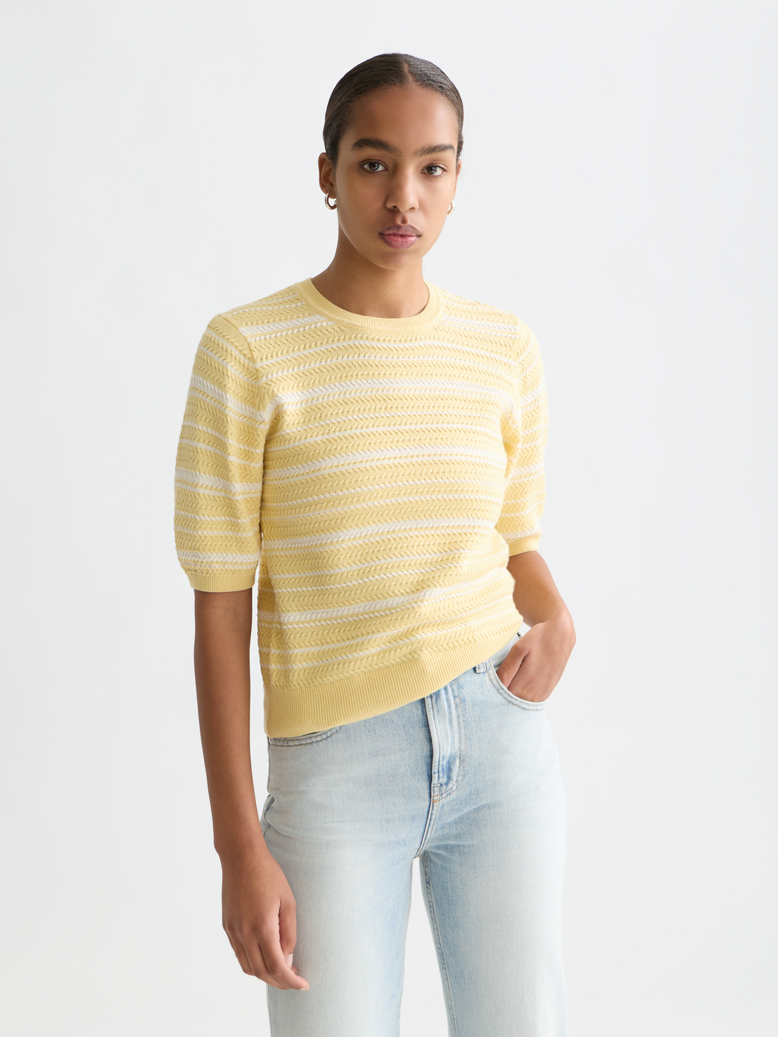 Textured Stripe Knitted Tee – Scotch & Soda