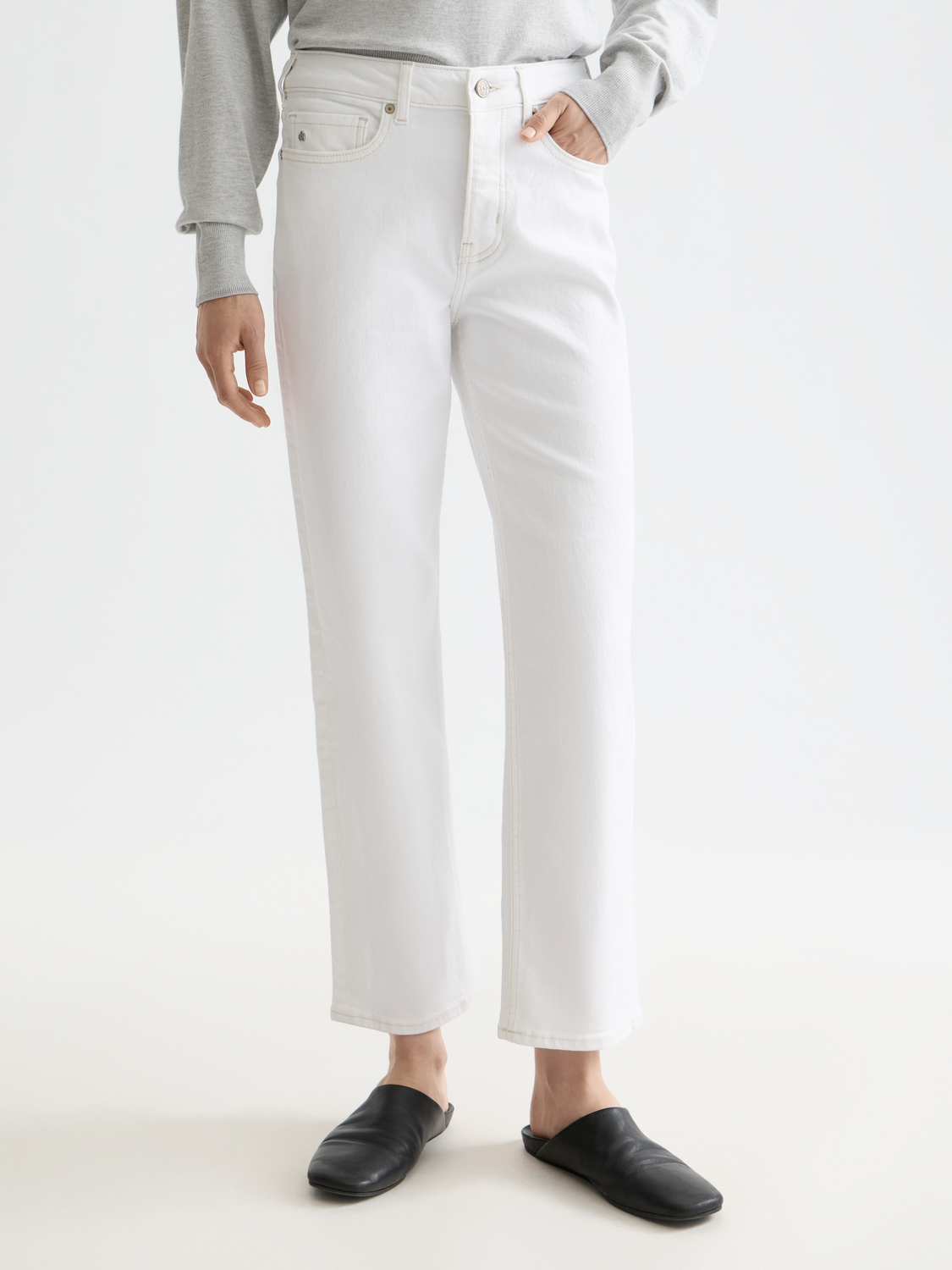 TSY ORIGINAL WIDE STRAIGHT DENIM// WHITE Essentials — The Sky 