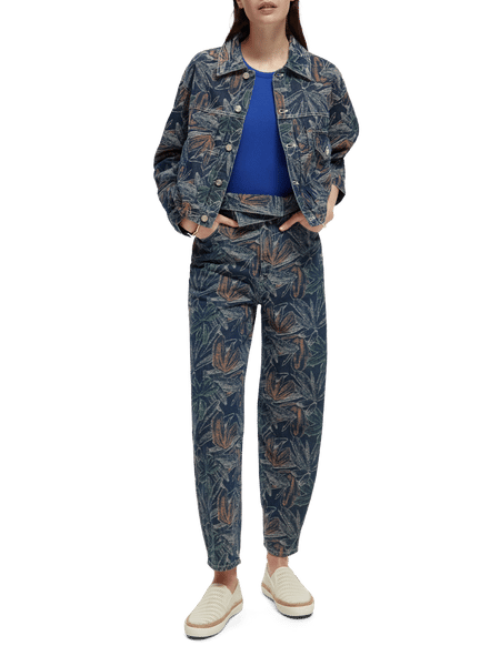 Floral jacquard denim jacket