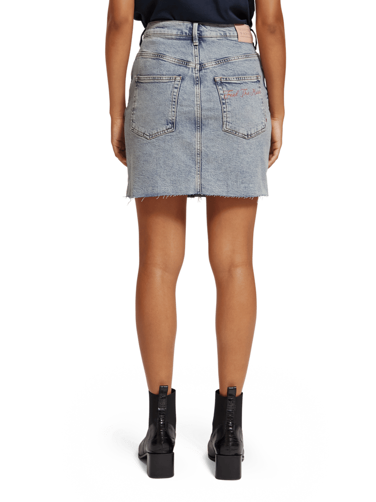 Embroidered Denim Mini Skirt