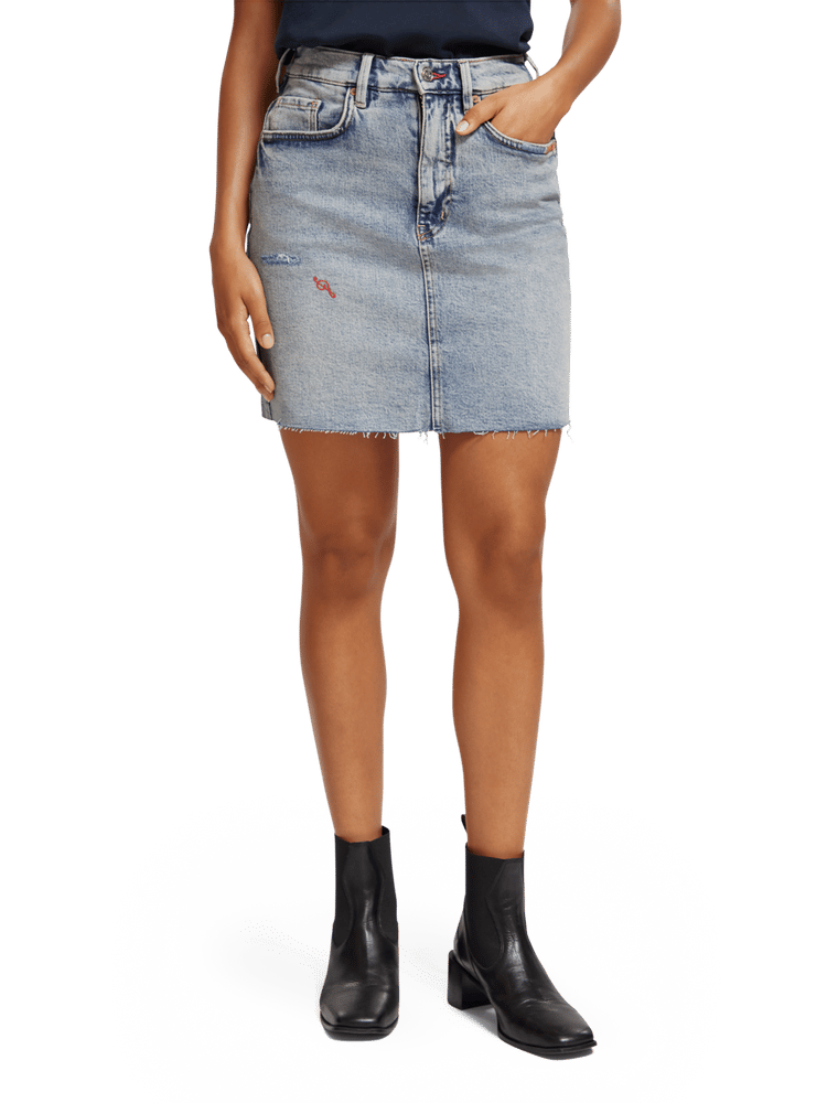 Embroidered Denim Mini Skirt