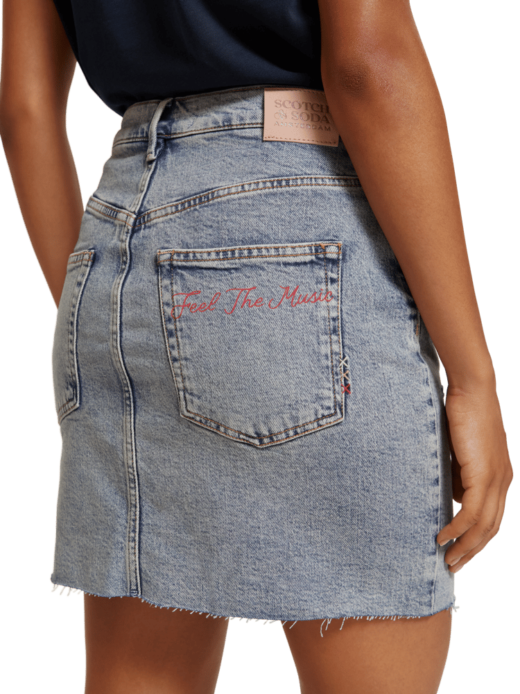 Embroidered Denim Mini Skirt