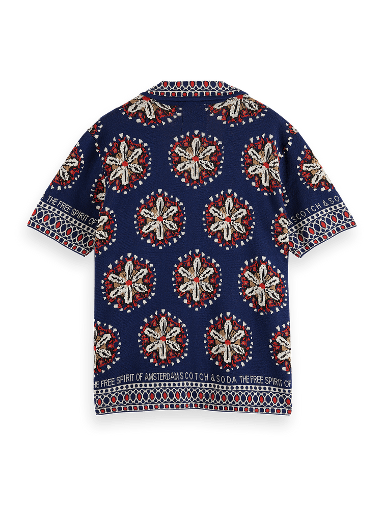 Jacquard Knitted Short Sleeve Shirt