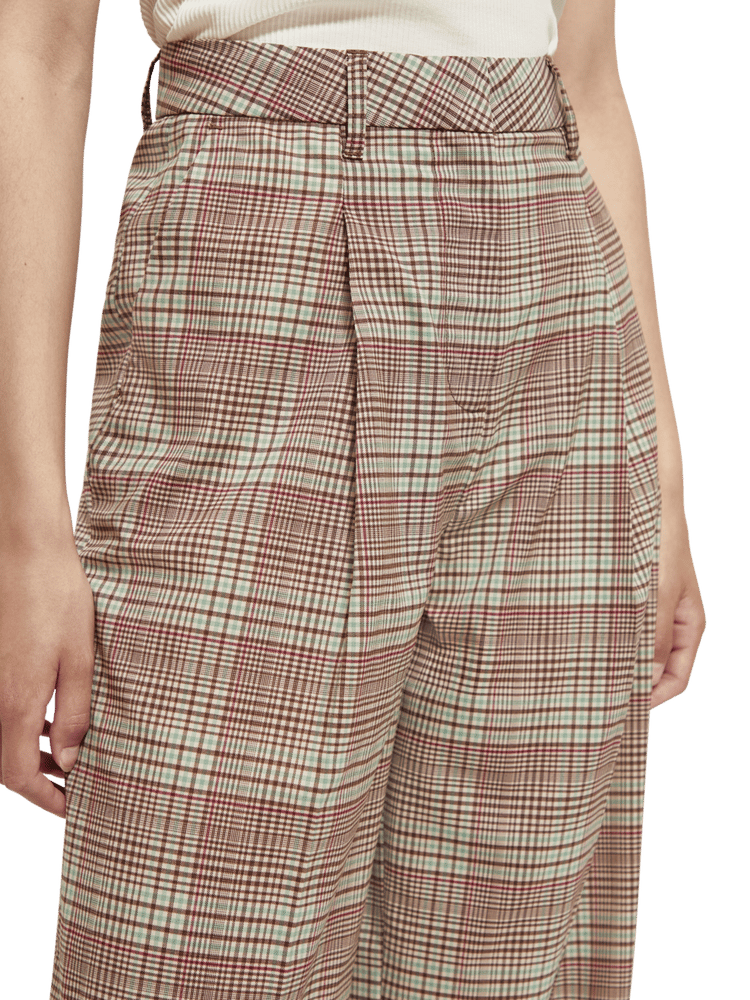 Rose Pleated High-Rise Check Pant | Scotch & Soda