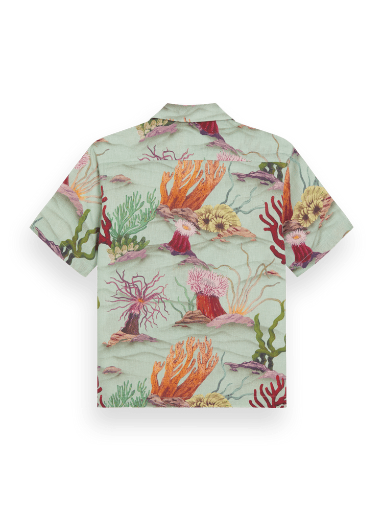Coral Printed Linen Blend Shirt