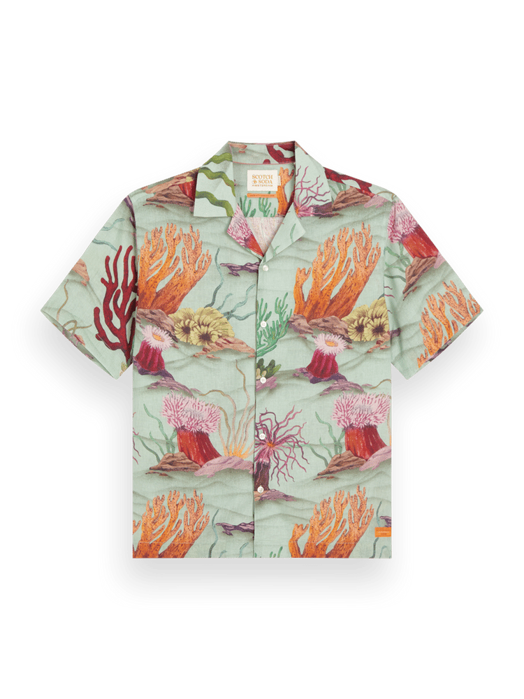 Coral Printed Linen Blend Shirt