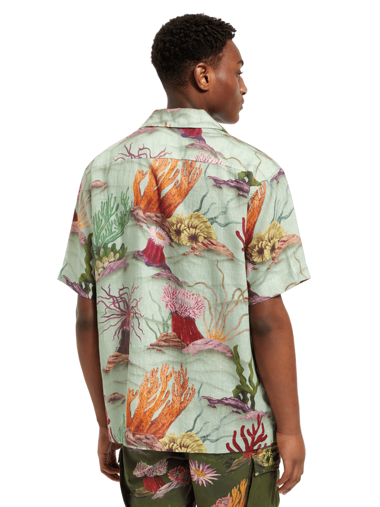 Coral Printed Linen Blend Shirt