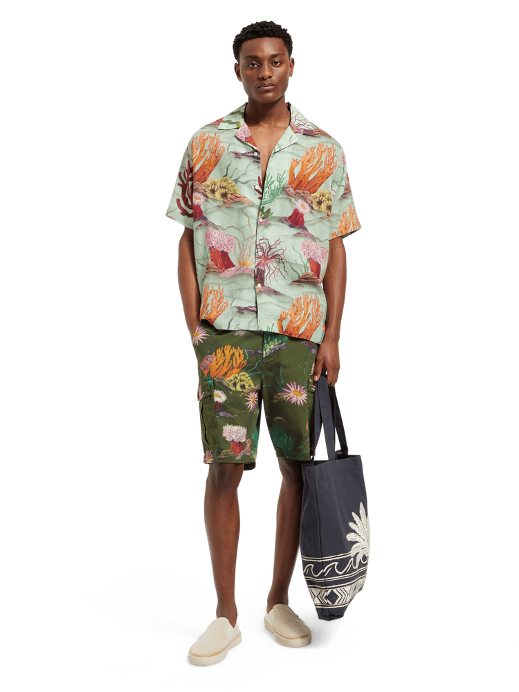 Coral Printed Linen Blend Shirt