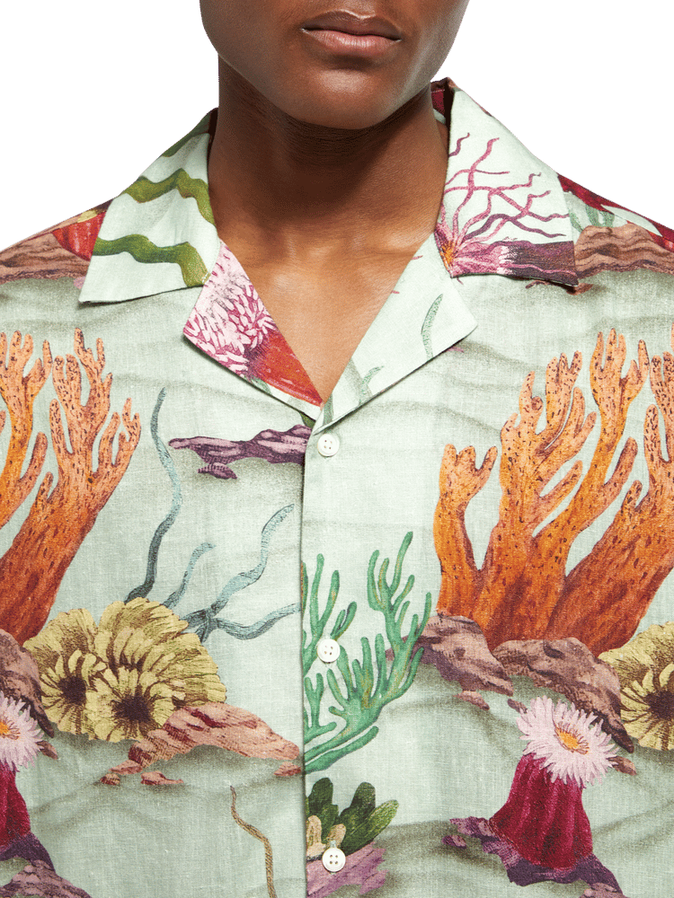 Coral Printed Linen Blend Shirt