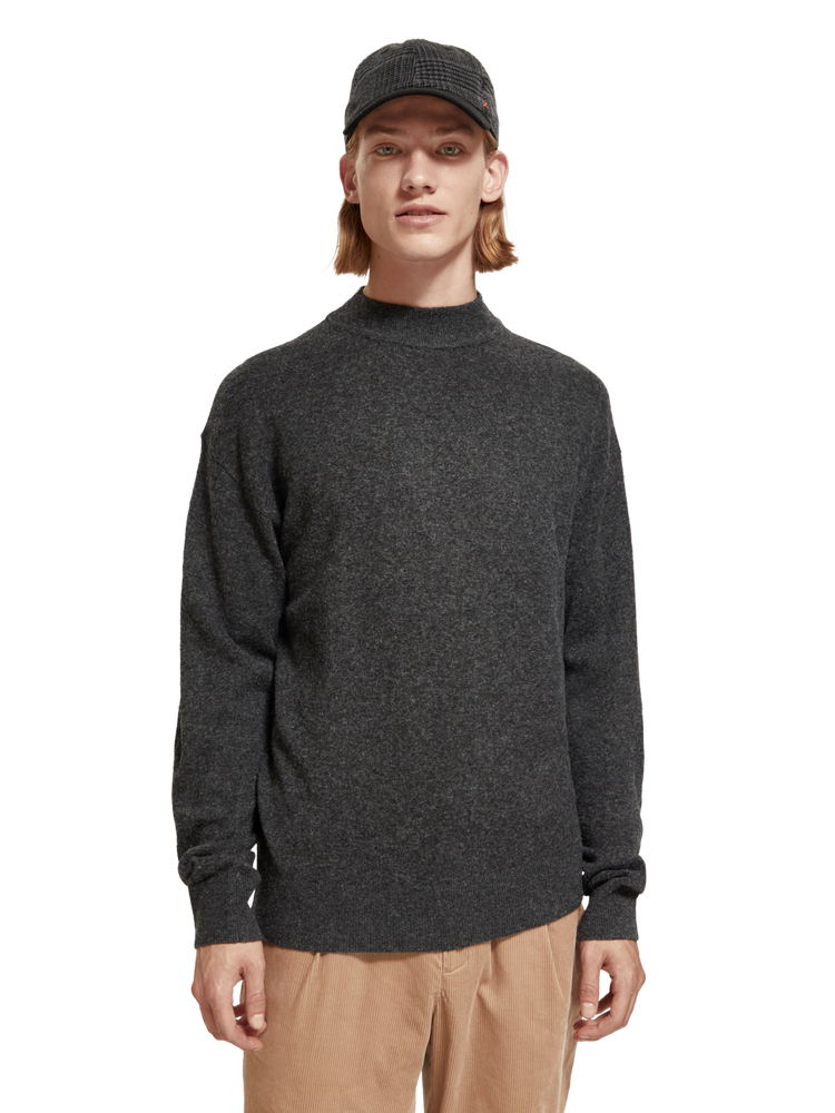 Dropped shoulder mock neck sweater clearance