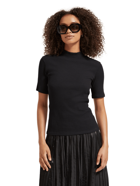 Mock Neck Ribbed Slim-Fit Top | Scotch u0026 Soda