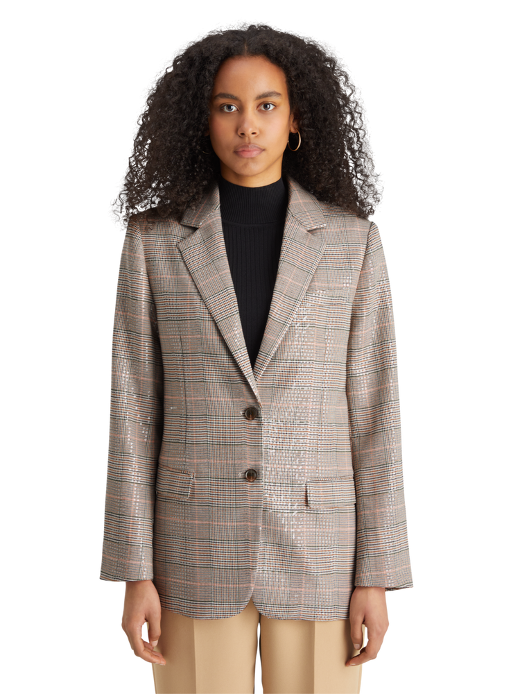 Sequin Prince of Wales Check Boyfriend Single Breasted Blazer Scotch Soda