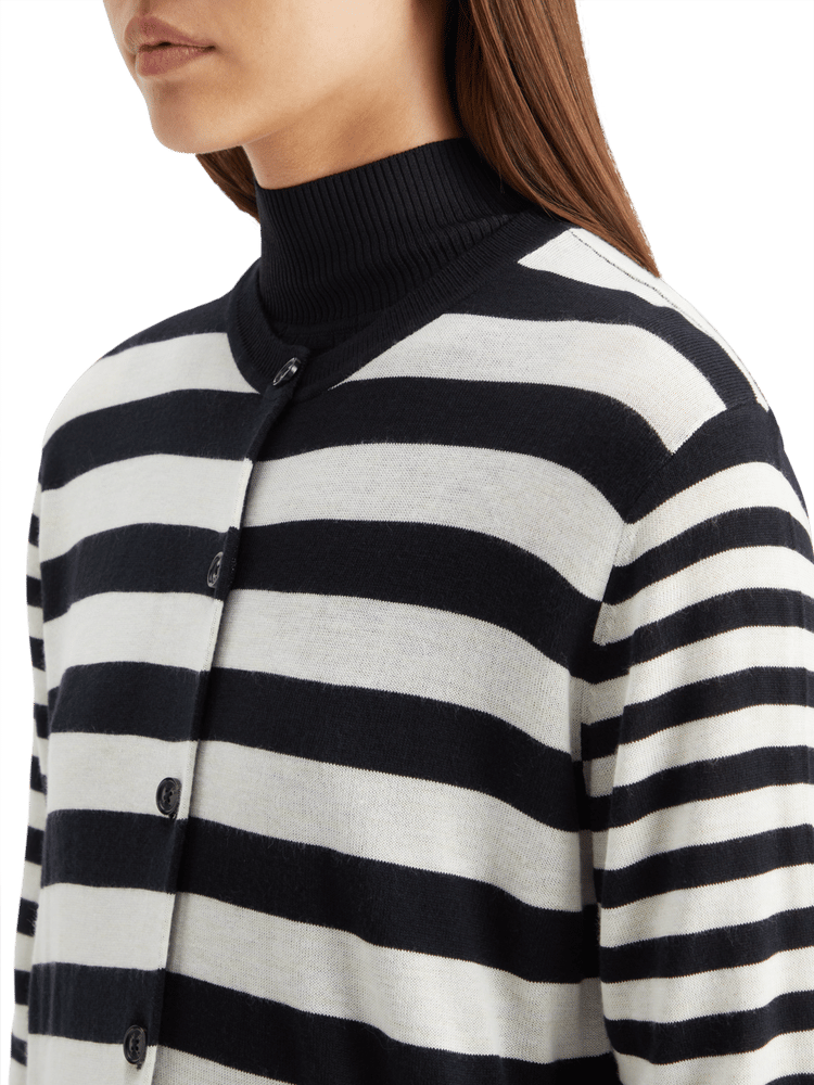 Striped Crew Neck Relaxed Fit Cardigan