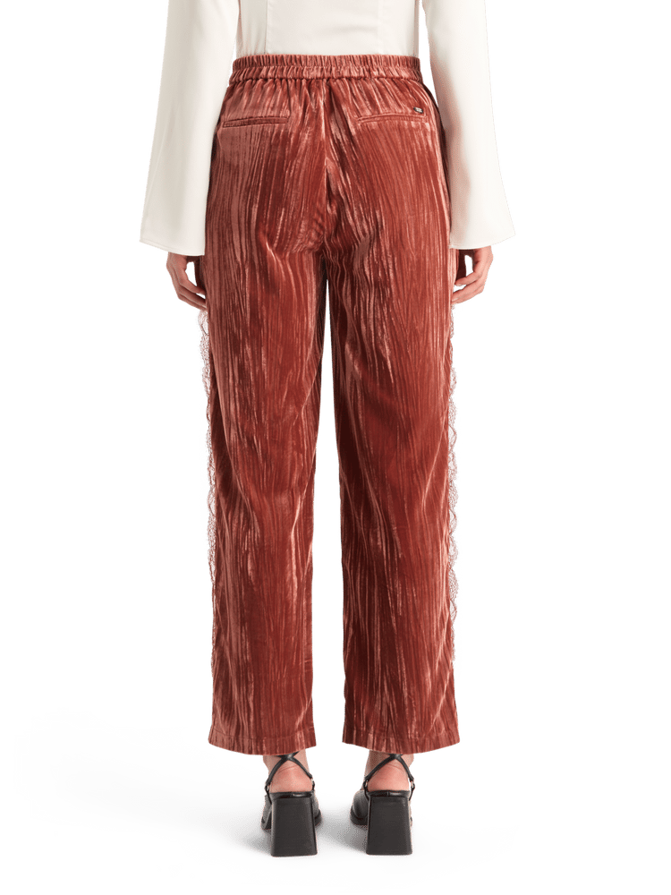 Lace Trimmed Velvet Pant