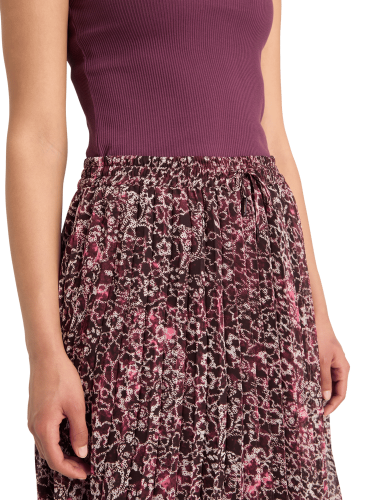 Pleated Floral Midi Skirt