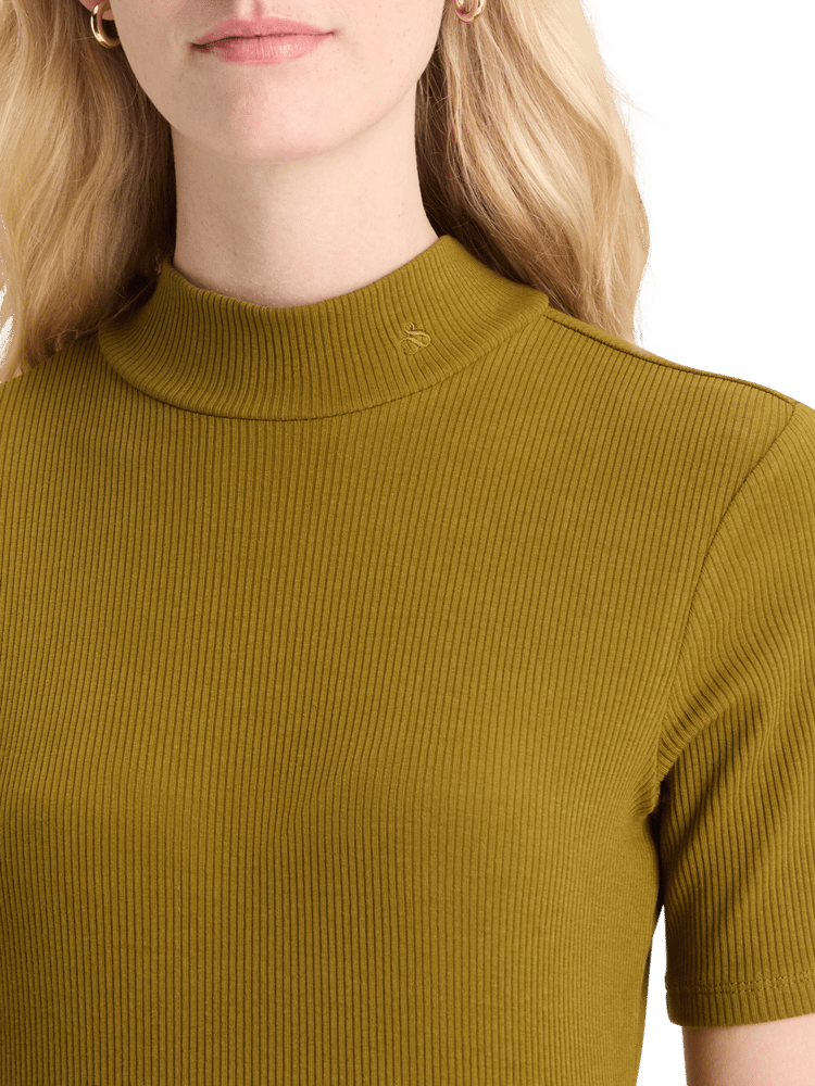 Mock Neck Rib T-Shirt