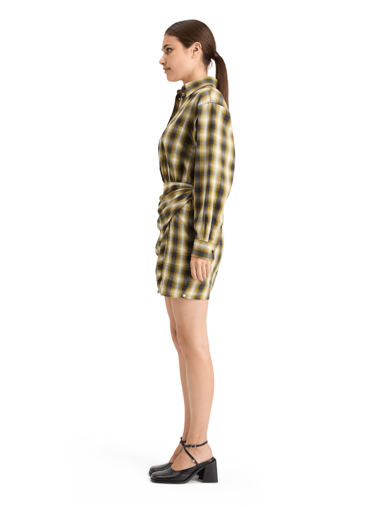 Flannel Wrap Mini Dress