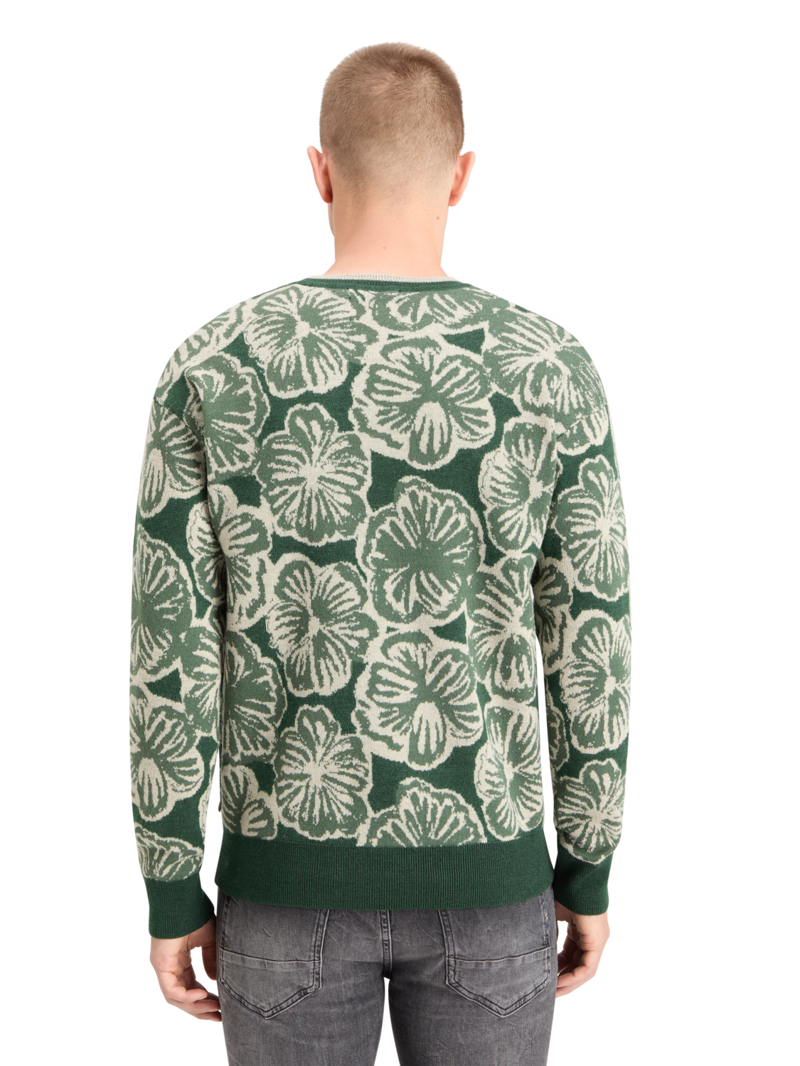 Drop Shoulder Jacquard Sweater