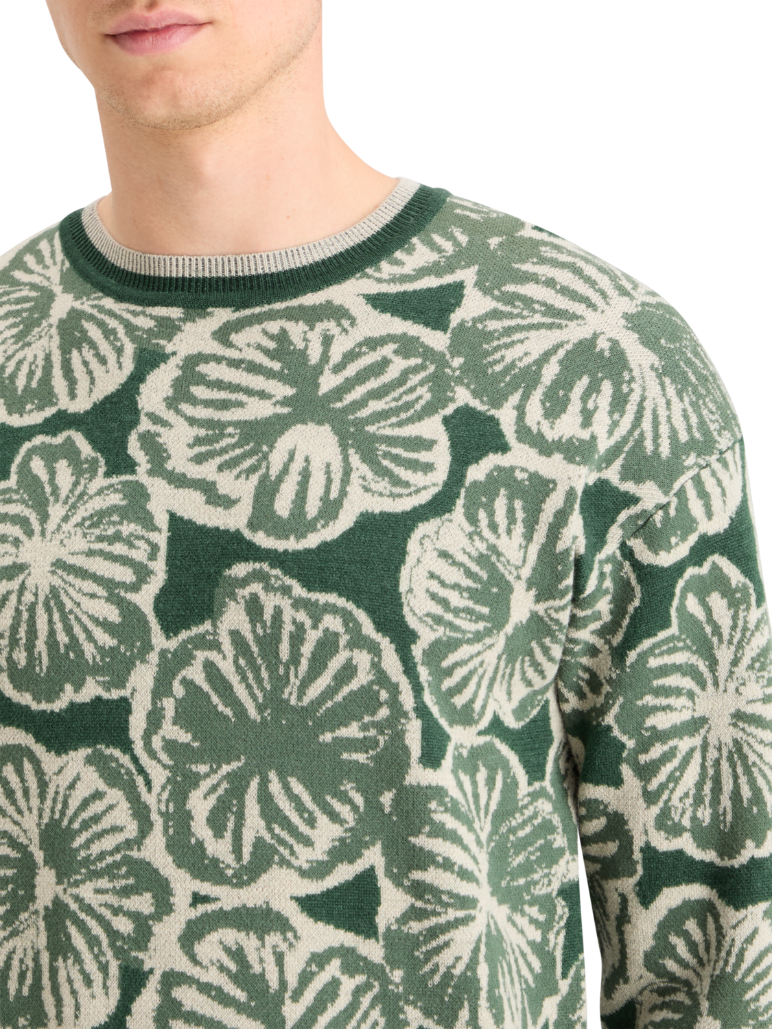 Drop Shoulder Jacquard Sweater