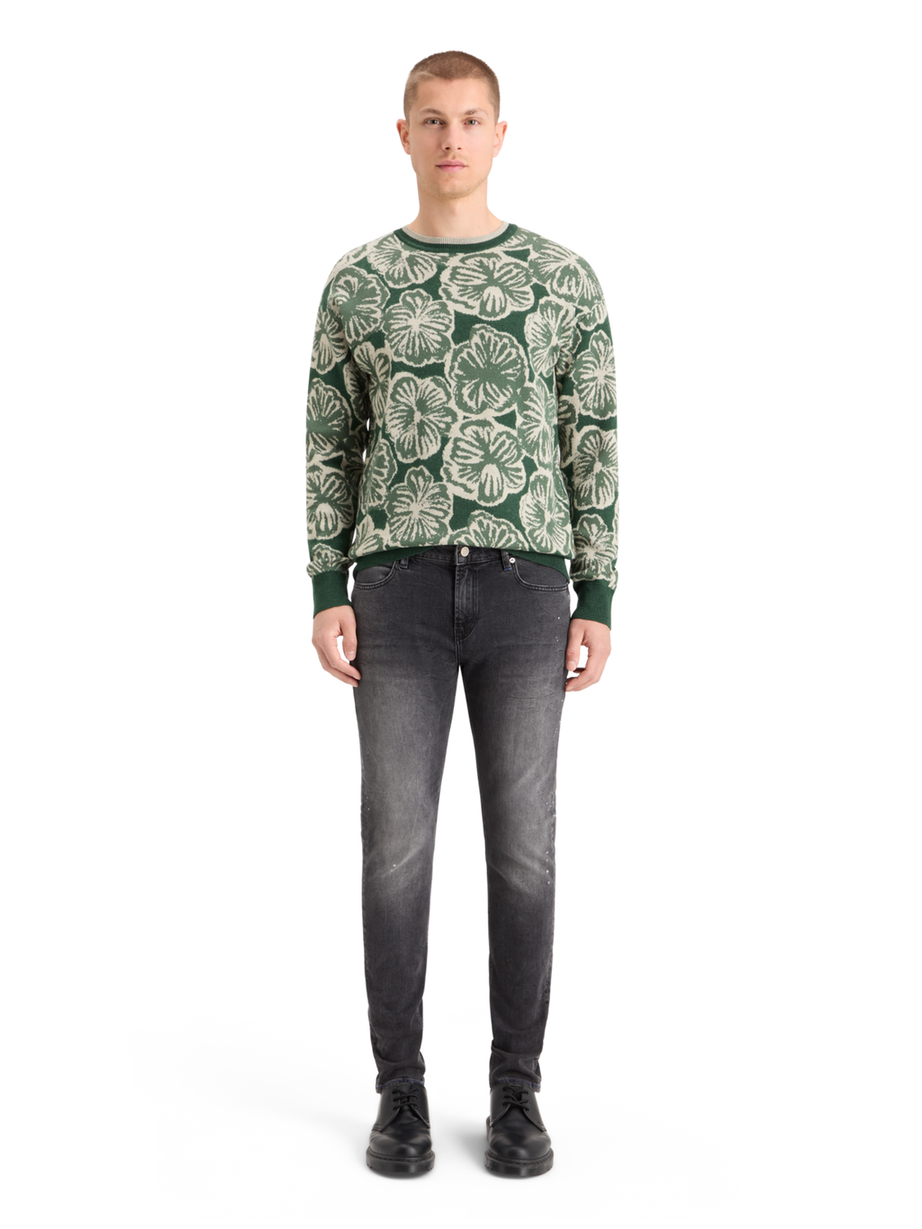 Drop Shoulder Jacquard Sweater