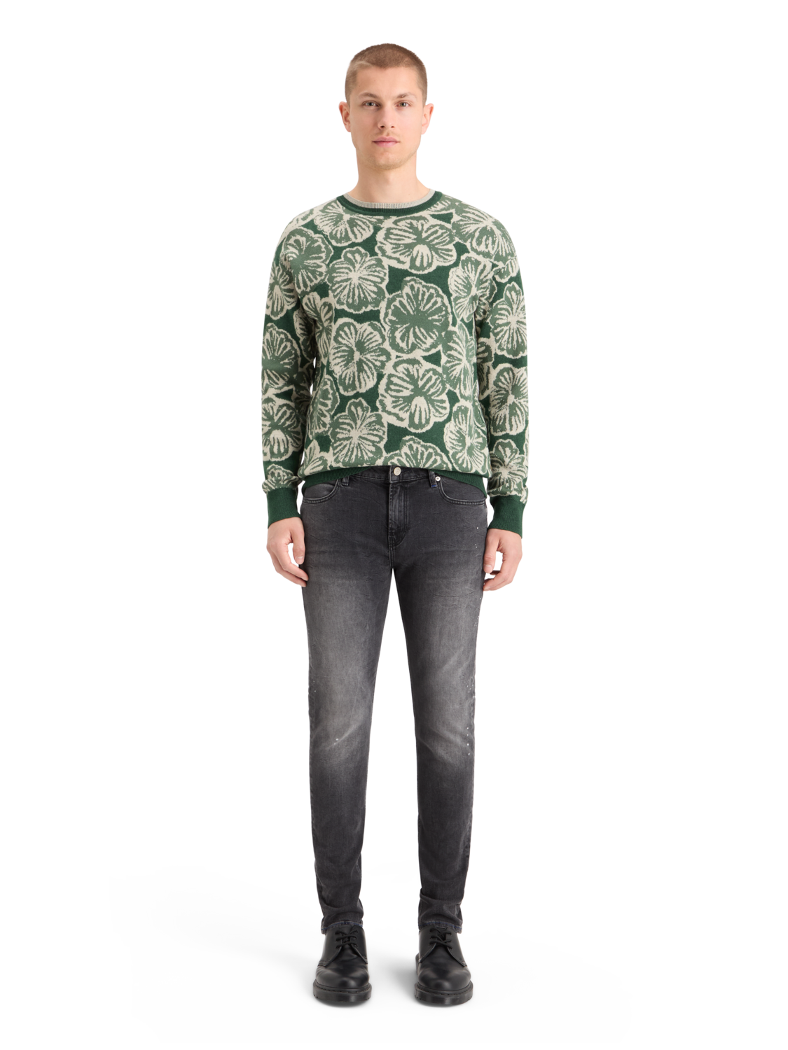 Drop Shoulder Jacquard Sweater