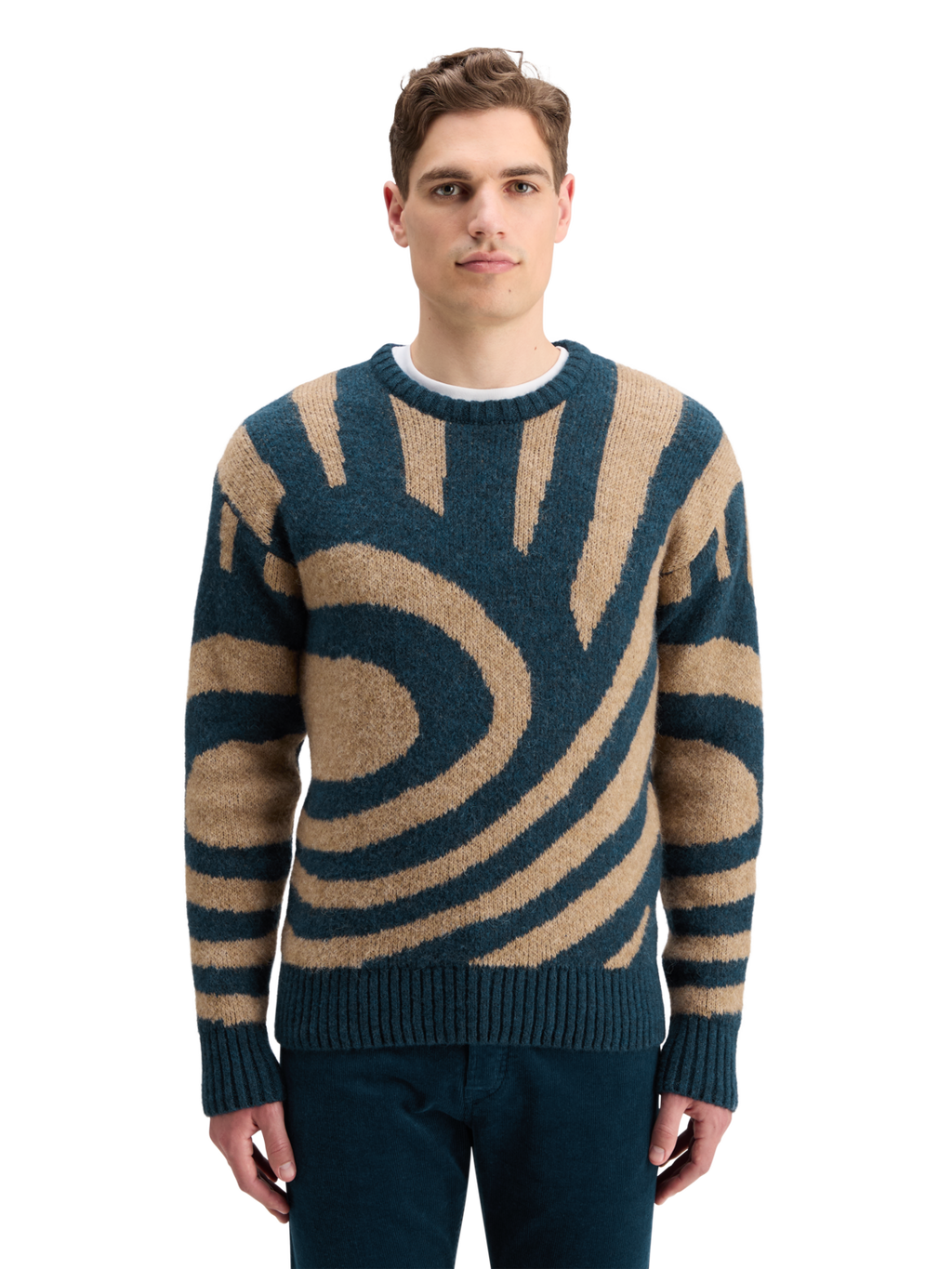 Drop Shoulder Fuzzy Big Waves Sweater