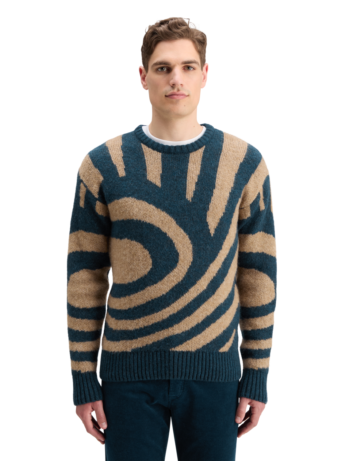 Drop Shoulder Fuzzy Big Waves Sweater