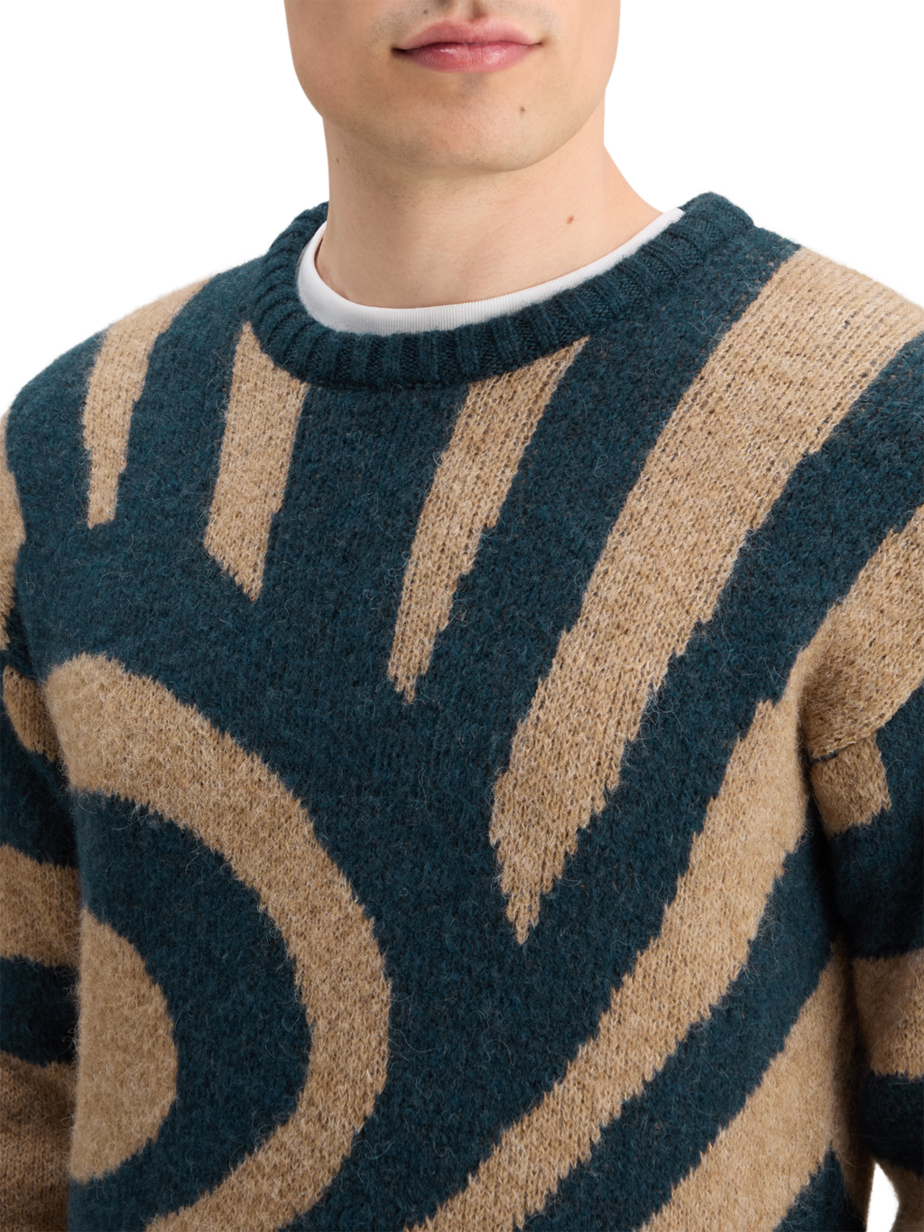 Drop Shoulder Fuzzy Big Waves Sweater