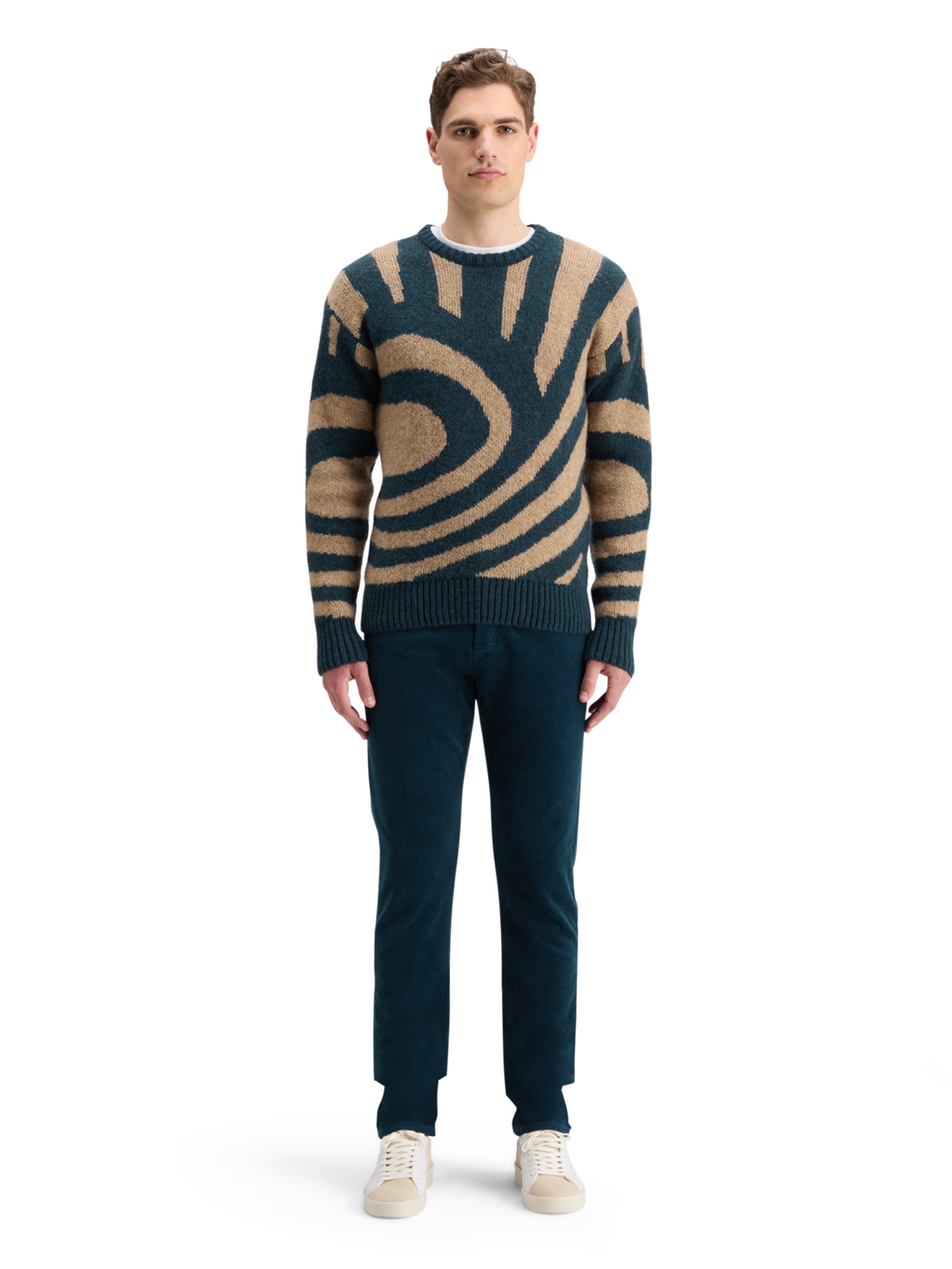 Drop Shoulder Fuzzy Big Waves Sweater