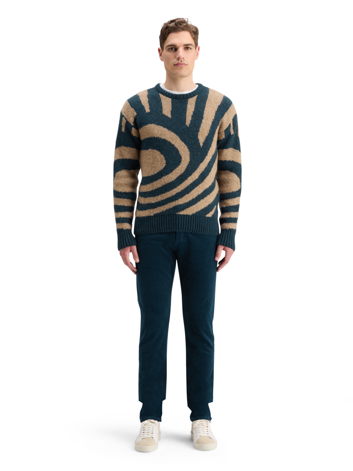 Drop Shoulder Fuzzy Big Waves Sweater
