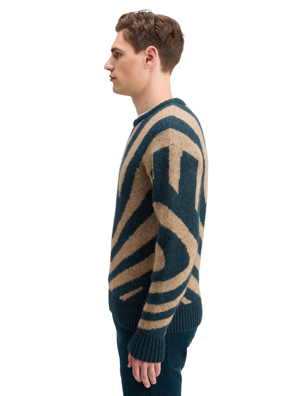 Drop Shoulder Fuzzy Big Waves Sweater