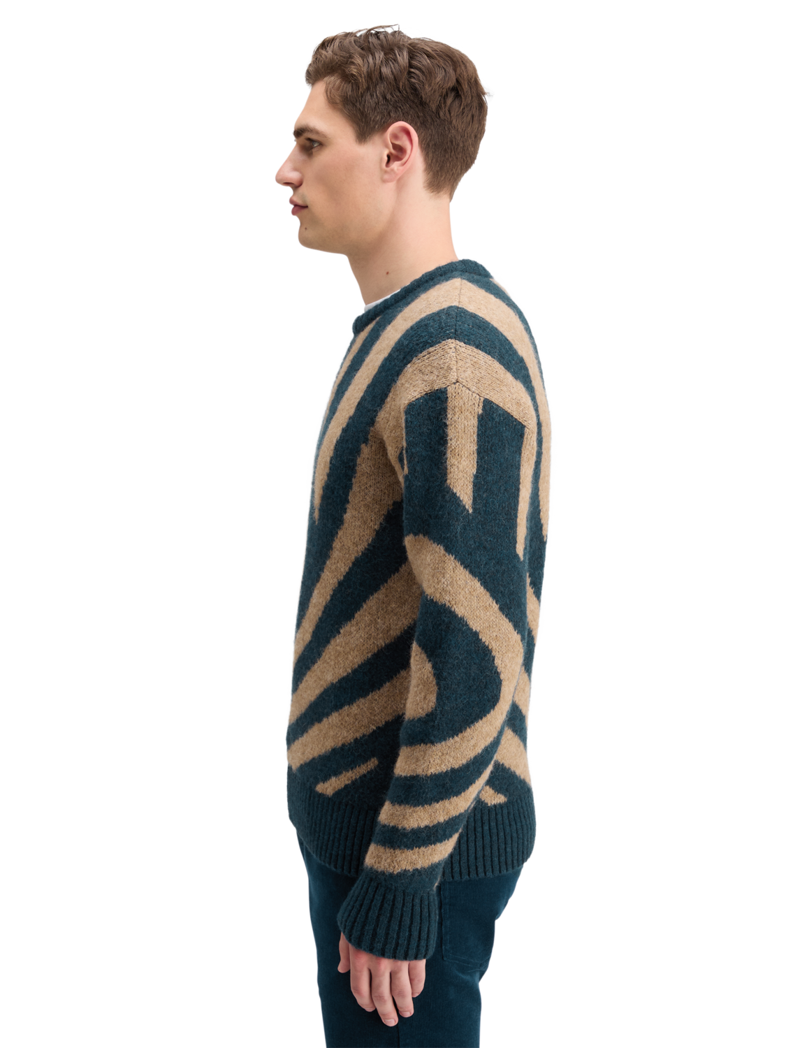 Drop Shoulder Fuzzy Big Waves Sweater