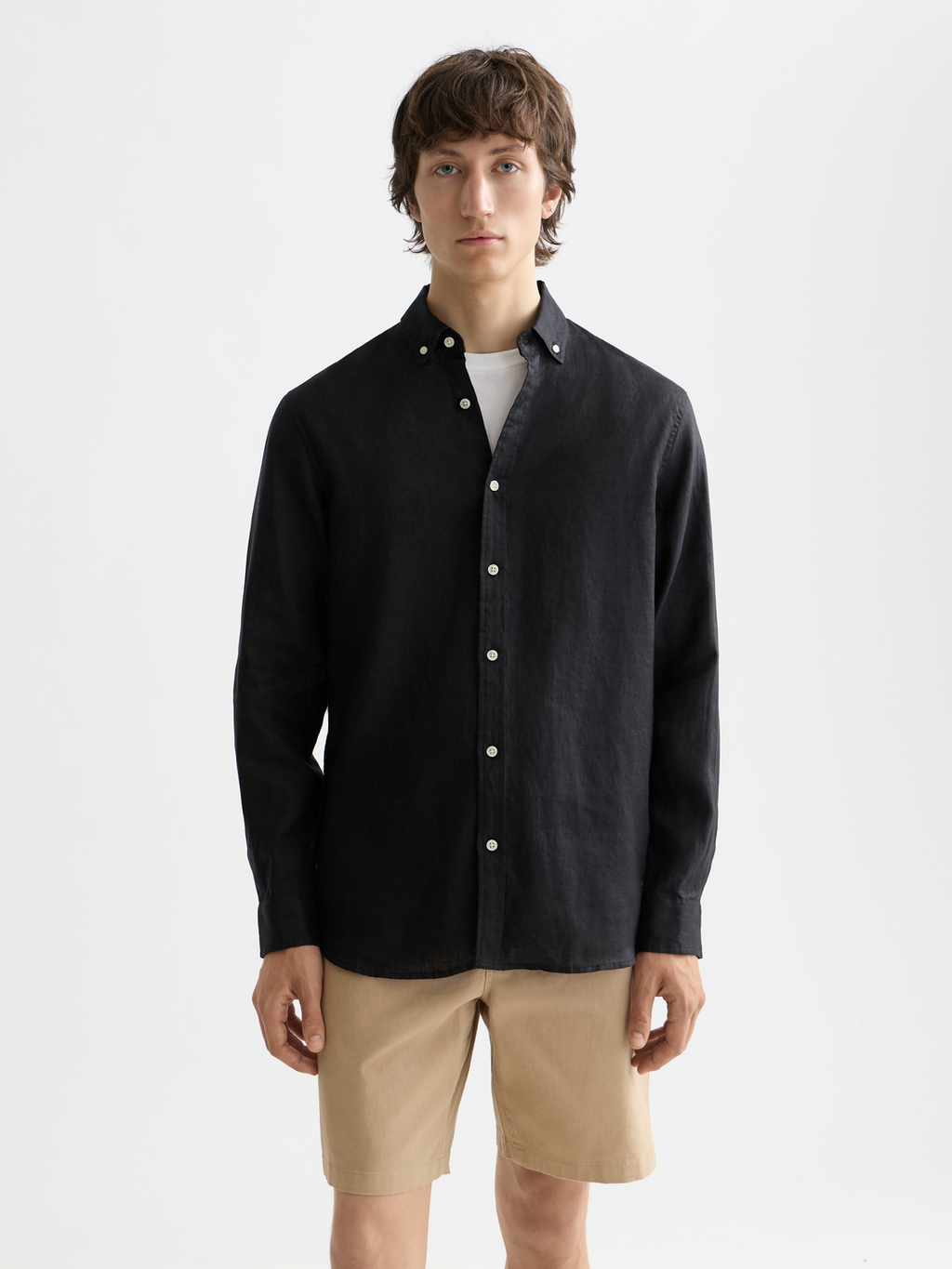 Essentials — Linen Long Sleeve Button-Down Shirt
