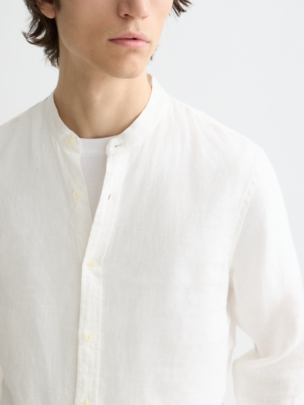 Essentials — Linen Stand Up Collar Shirt