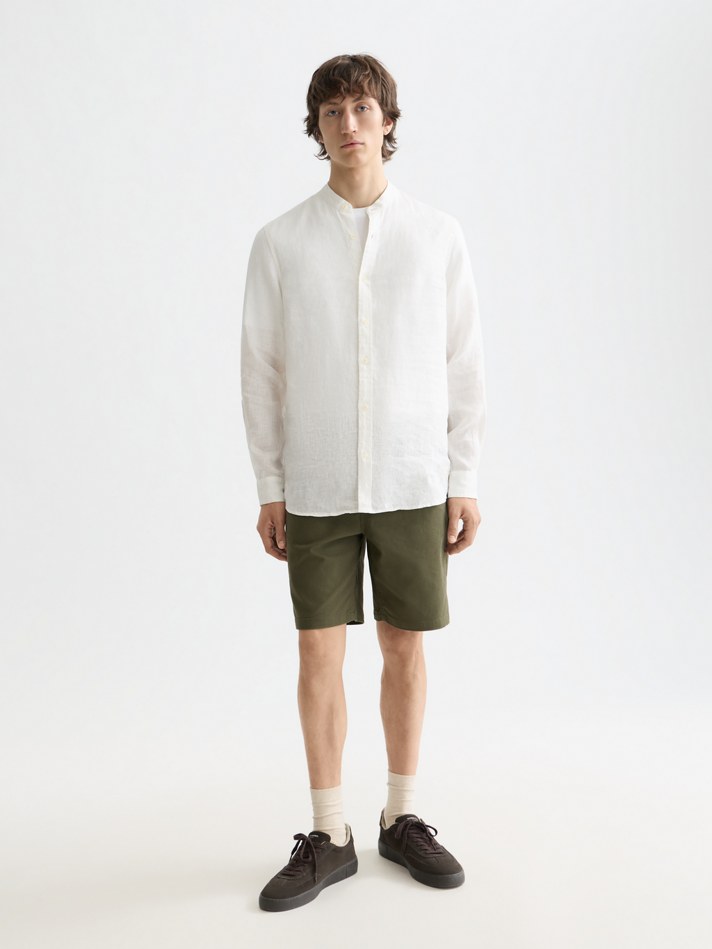 Essentials — Linen Stand Up Collar Shirt