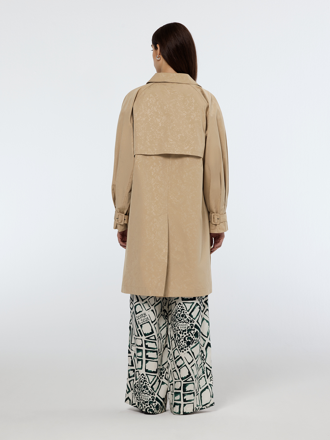 Floral Embossed Cotton Blend Car Coat
