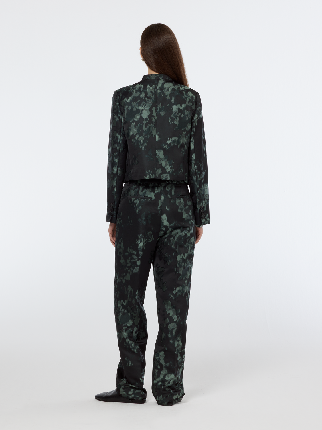 Floral Jacquard Cropped Blazer