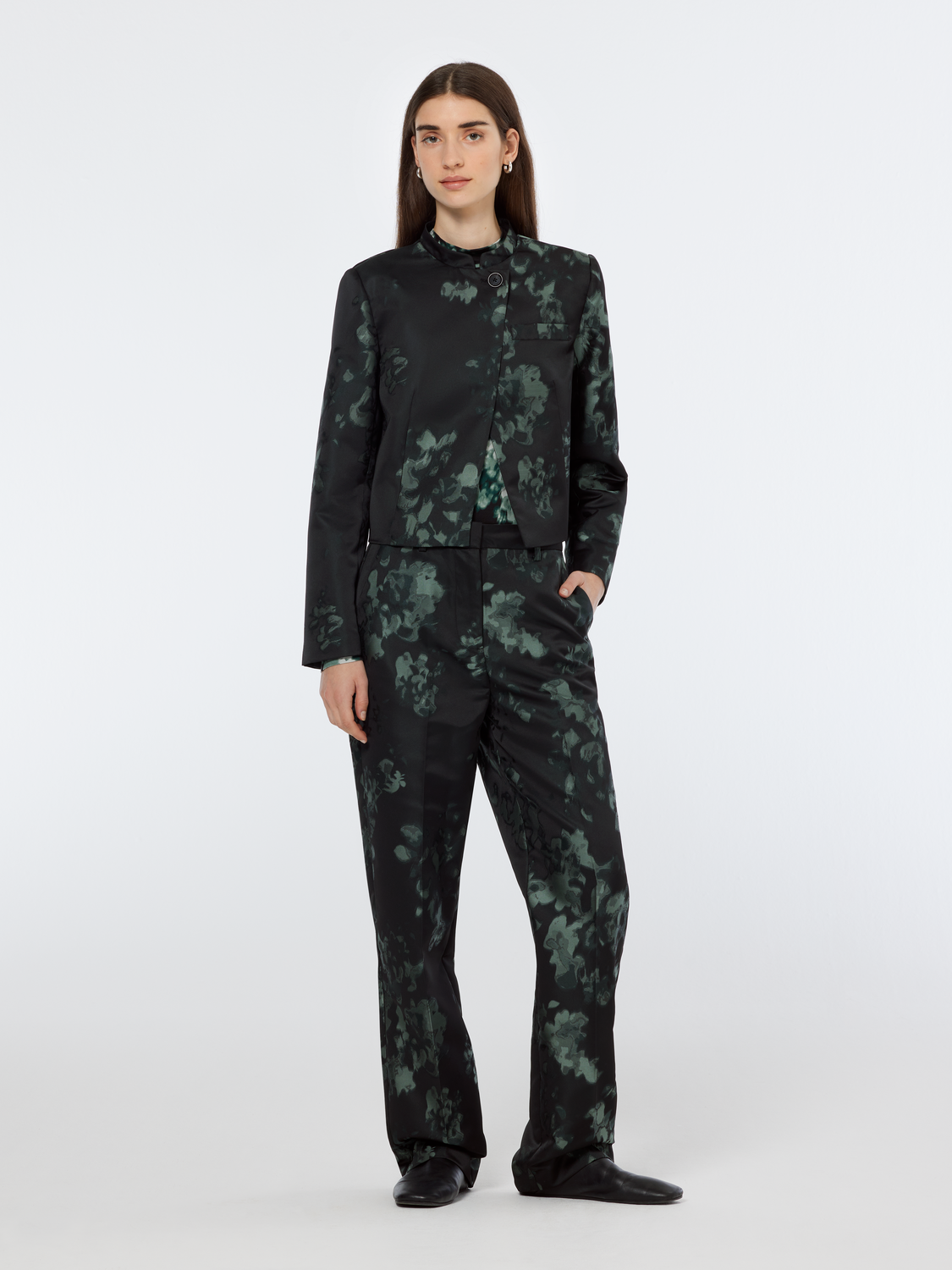 Floral Jacquard Cropped Blazer