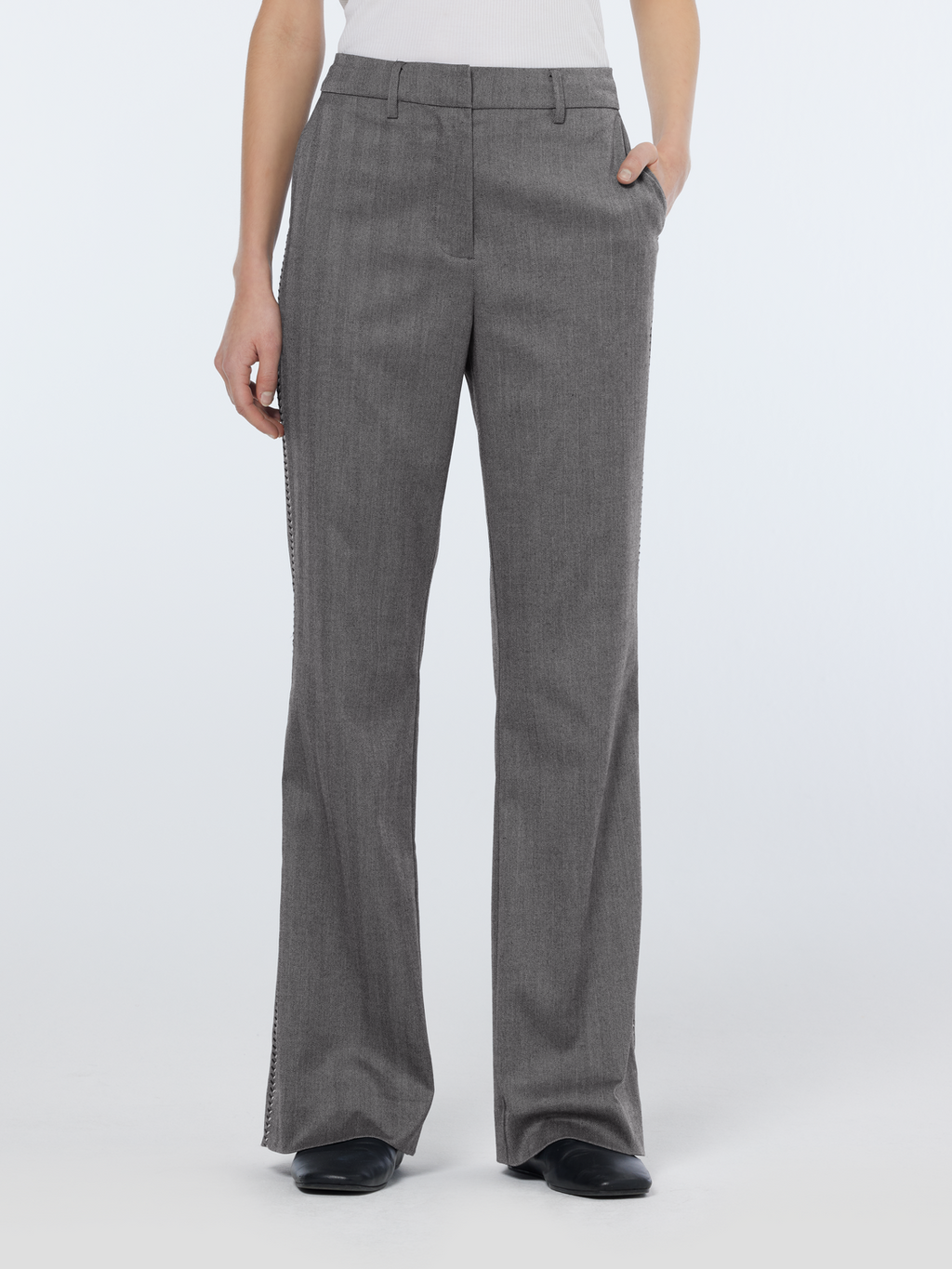 Violet Herringbone High Rise Flare Pant