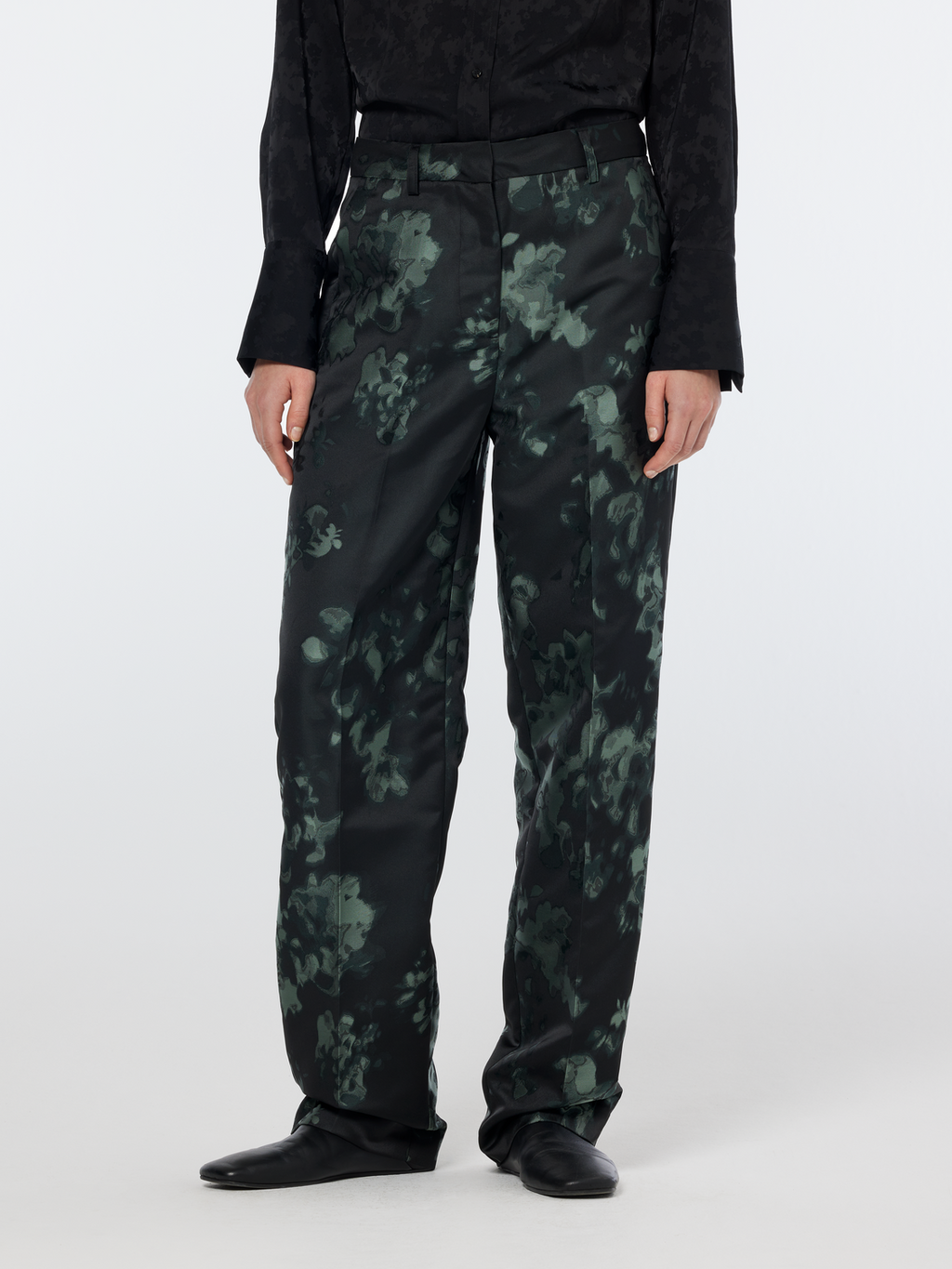 Ripple Floral Jacquard Straight Leg Pant