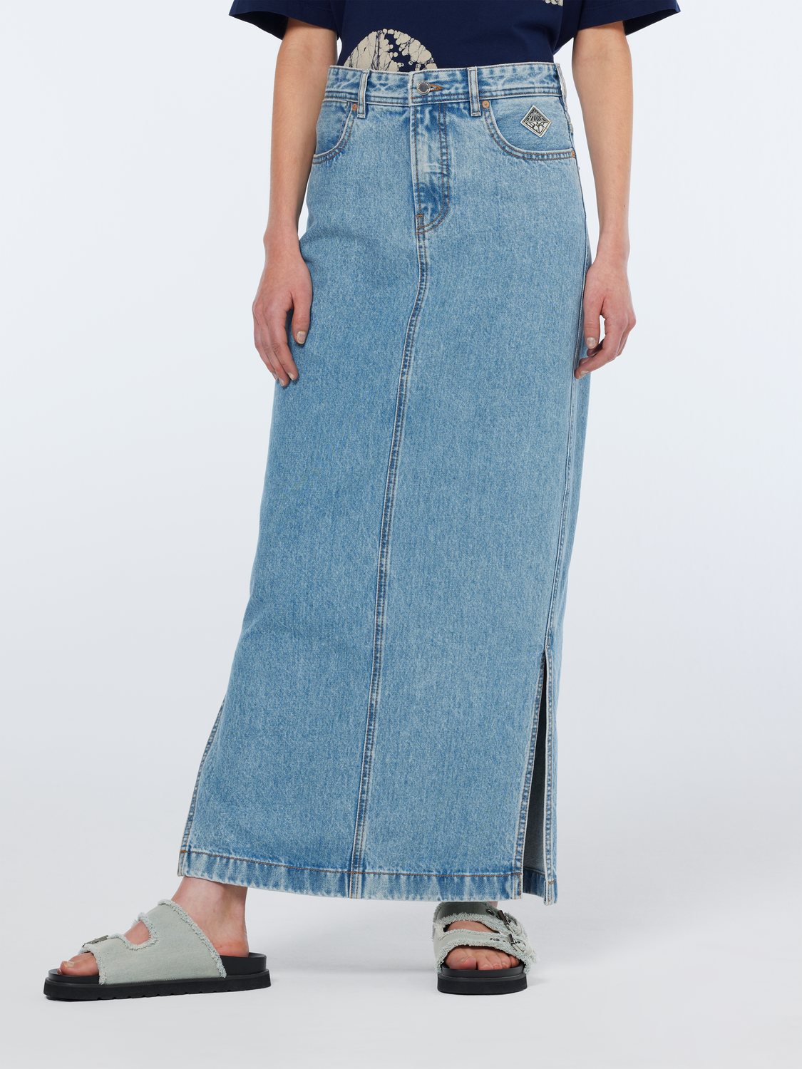 Low Rise Denim Maxi Skirt | Lakehouse